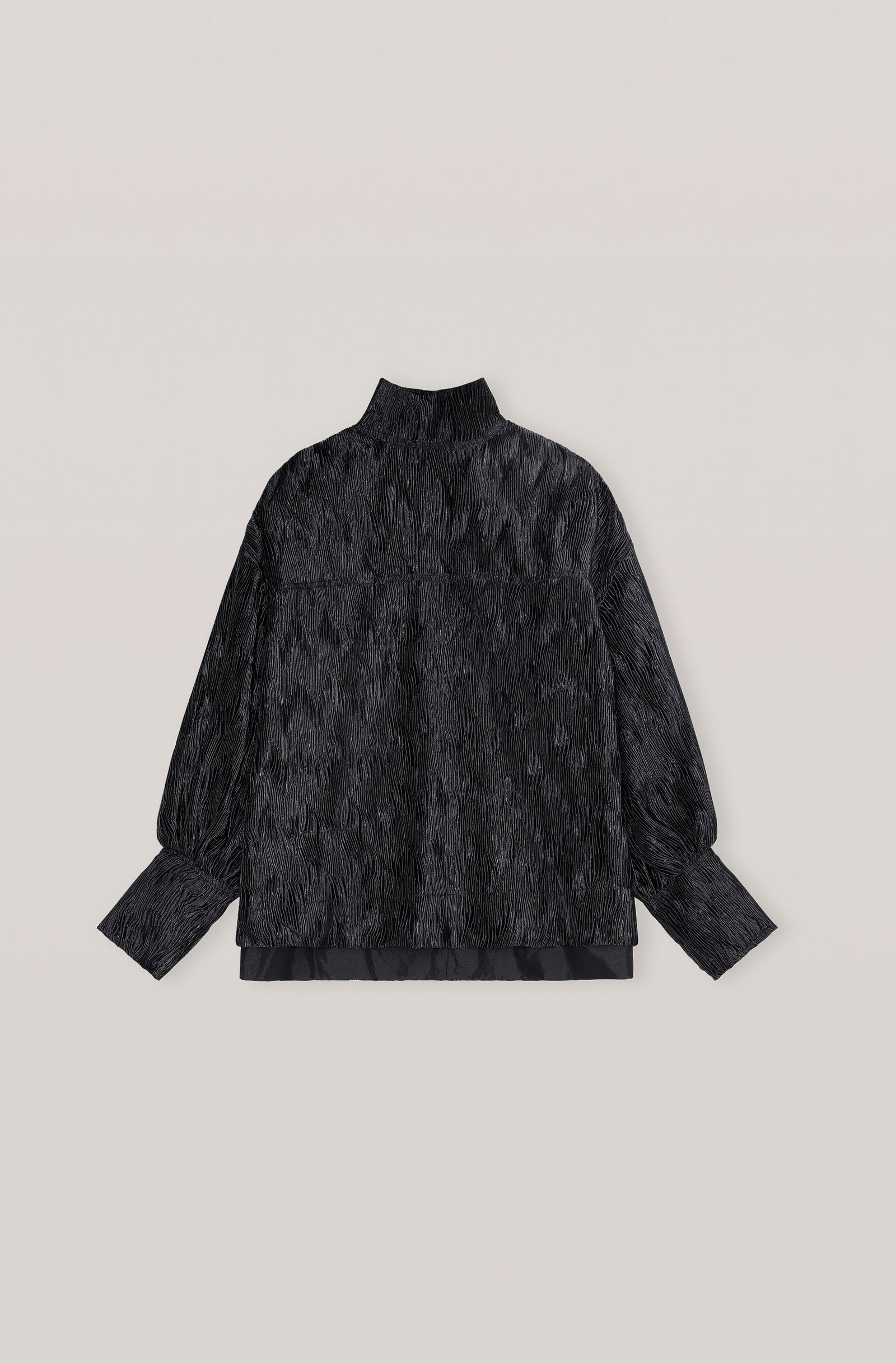 GANNI Pleated Satin Oversized Blouse | endource