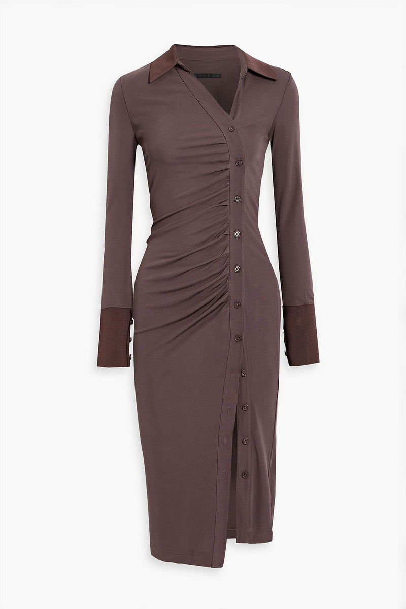 navy blue dress for baby girl Helmut Lang Protection Draped Asymmetric Long Sleeve Dress main image 0