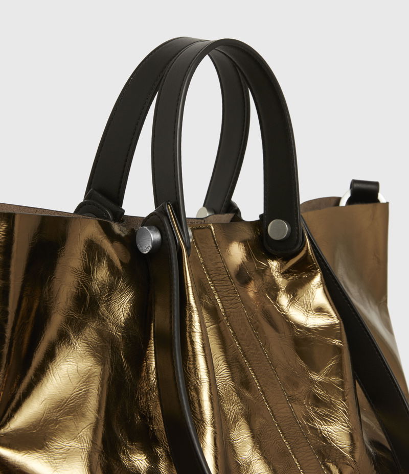 East West large leather tote