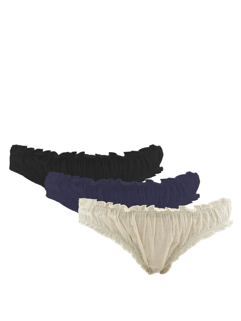 LOUP CHARMANT Pack Of Three Frilled Cotton Bloomer Briefs in