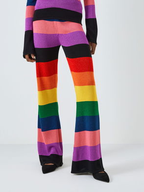 Vintage rainbow stripe woven pattern flared pants – NVISION