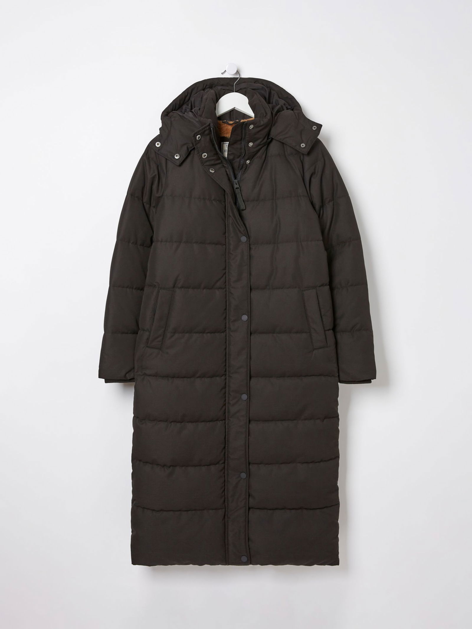 FATFACE Harley Long Puffer Coat in Dusky Blue | endource