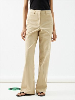 Relaxed High Waisted Cotton Trousers - Light Beige - Straight - & Other  Stories