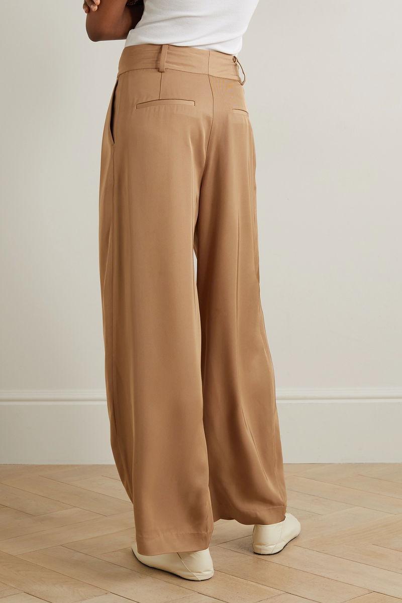 Piscali Pleated Satin Wide-Leg Pants