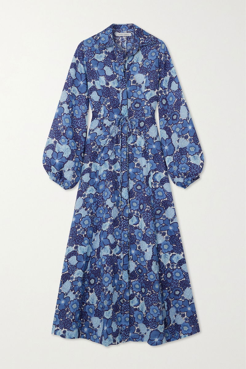 FAITHFULL Los Cinco Floral-Print Linen Maxi Dress endource