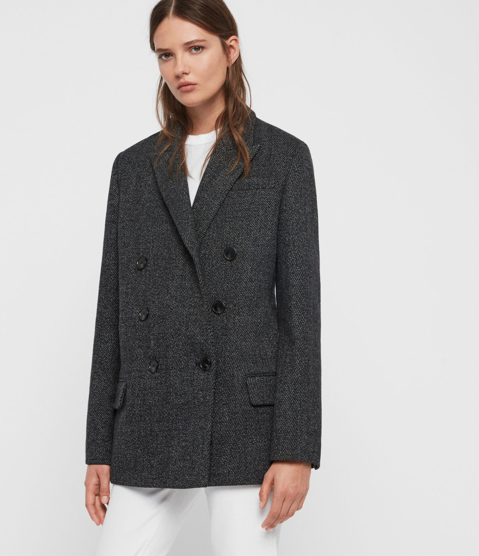 Allsaints Rowen Ilia Blazer In Black White 