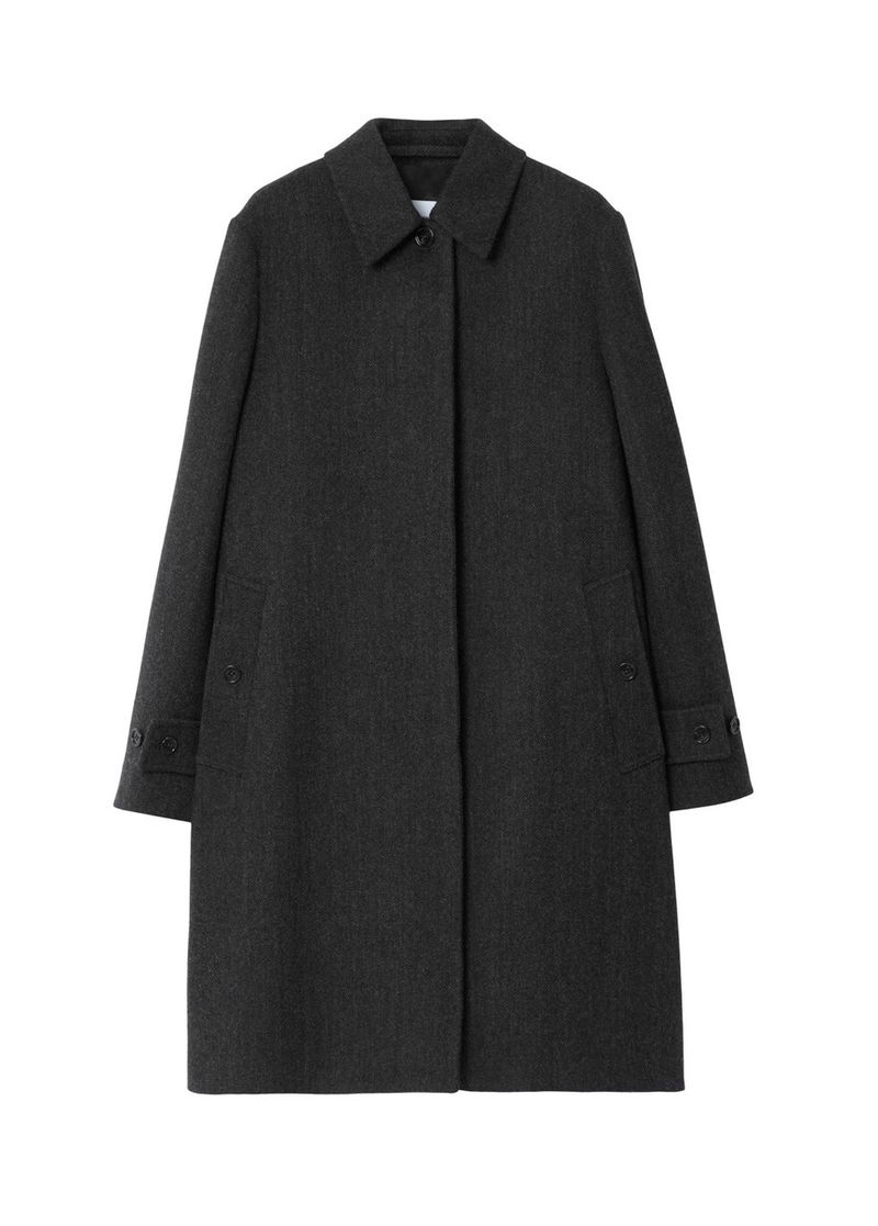 BURBERRY Herringbone Wool Blend Car Coat | endource