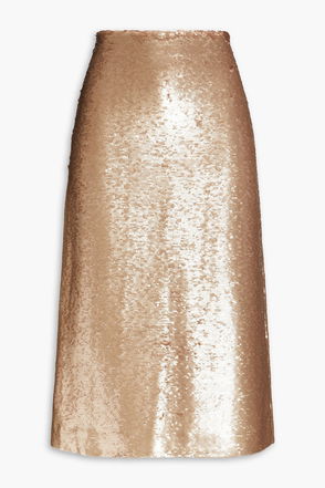 Metallic Matte Sequin Woven Midi Skirt | Karen Millen