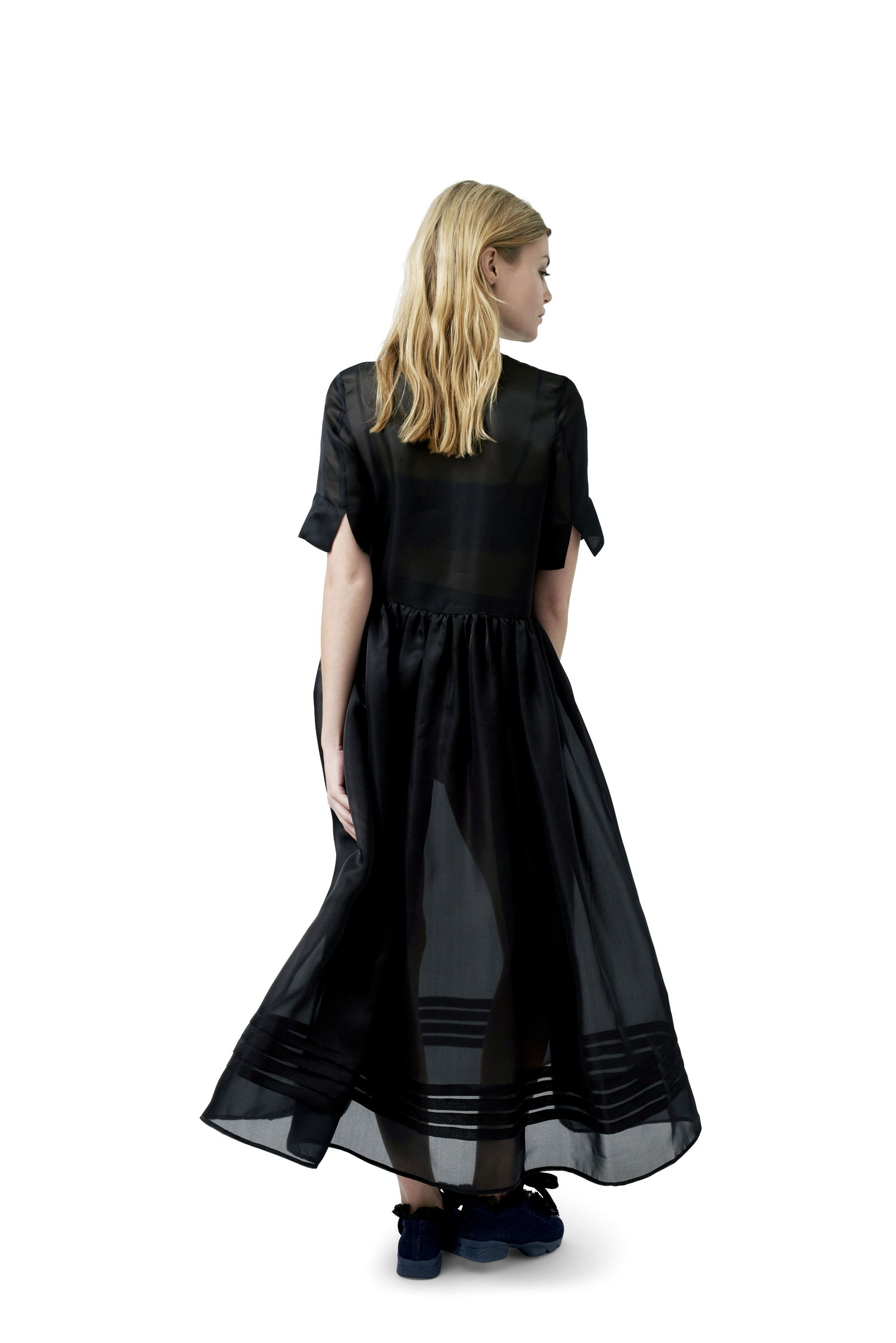 chinese dress ladies Ganni Black Check Ruffle Dress main image 1