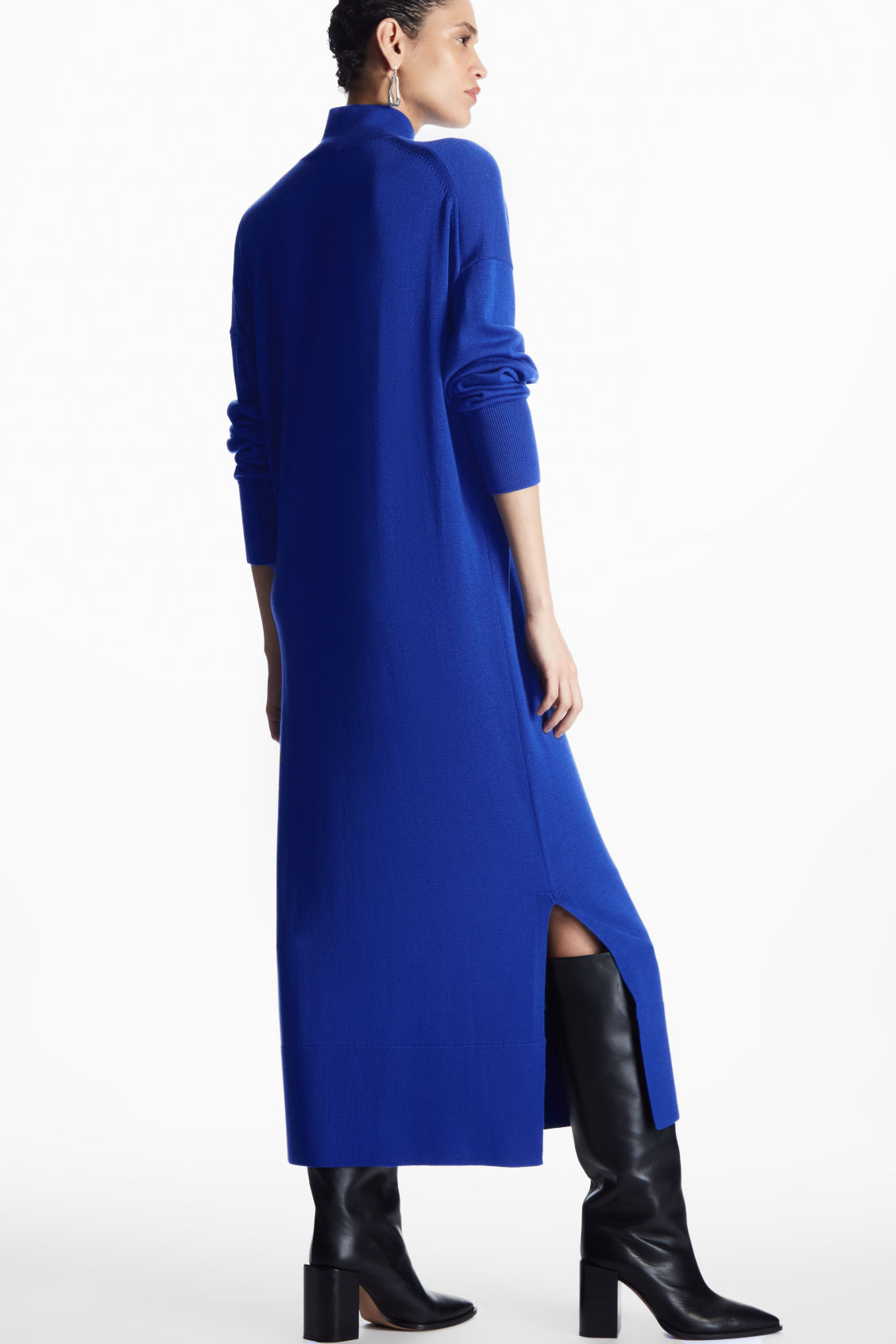 cos blue wool dress COS Pleated Knitted Maxi Dress Green – The Dress Nook main image 0
