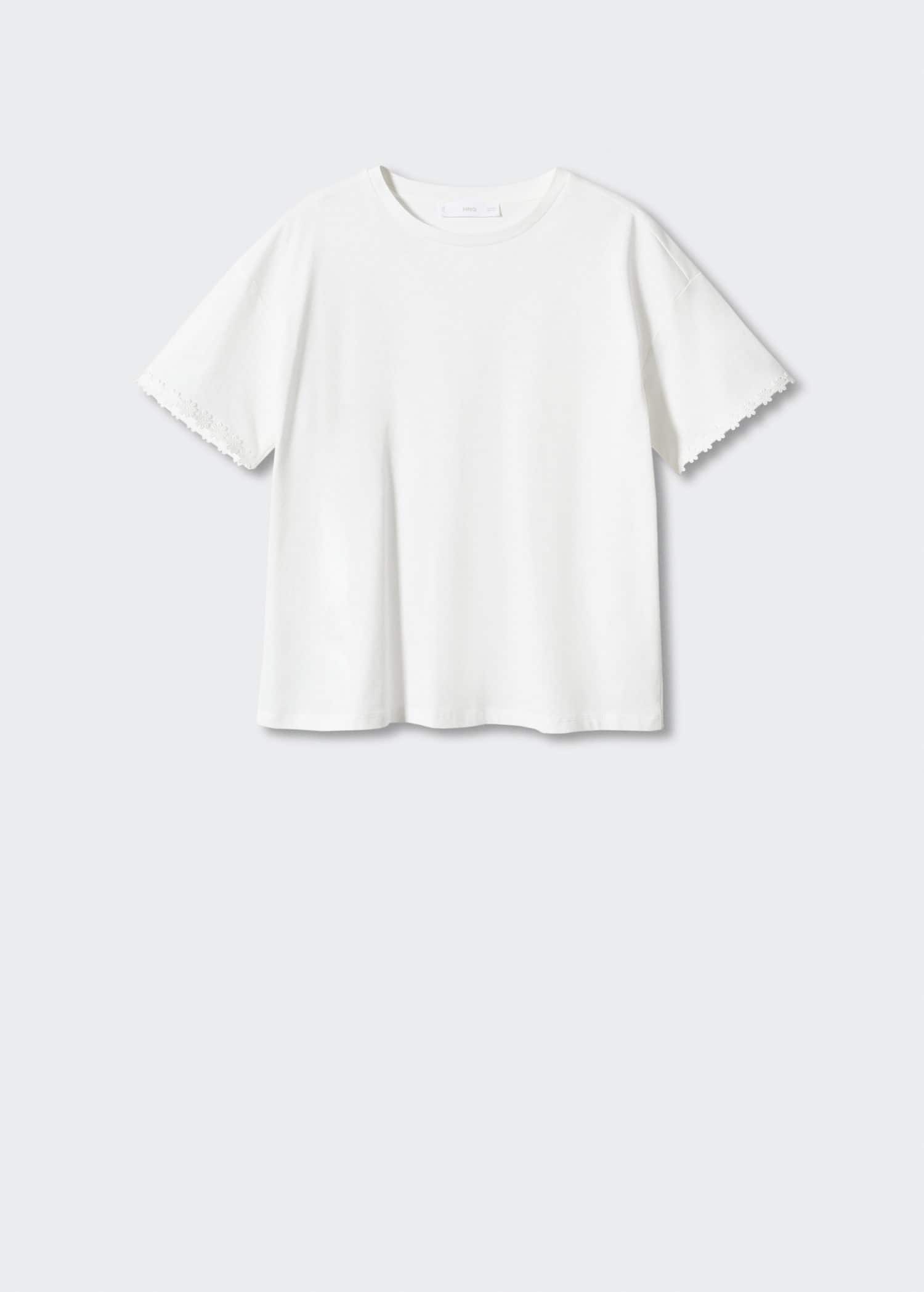 MANGO Embroidered Flowers TShirt in White Endource