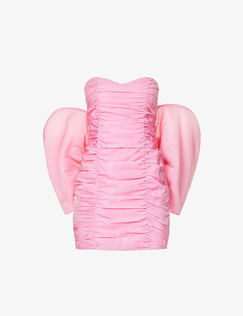 rotate pink bow dress Rotate Birger Christensen Floral-embellished Satin Mini Dress Light Pink  ROTATE Birger Christensen