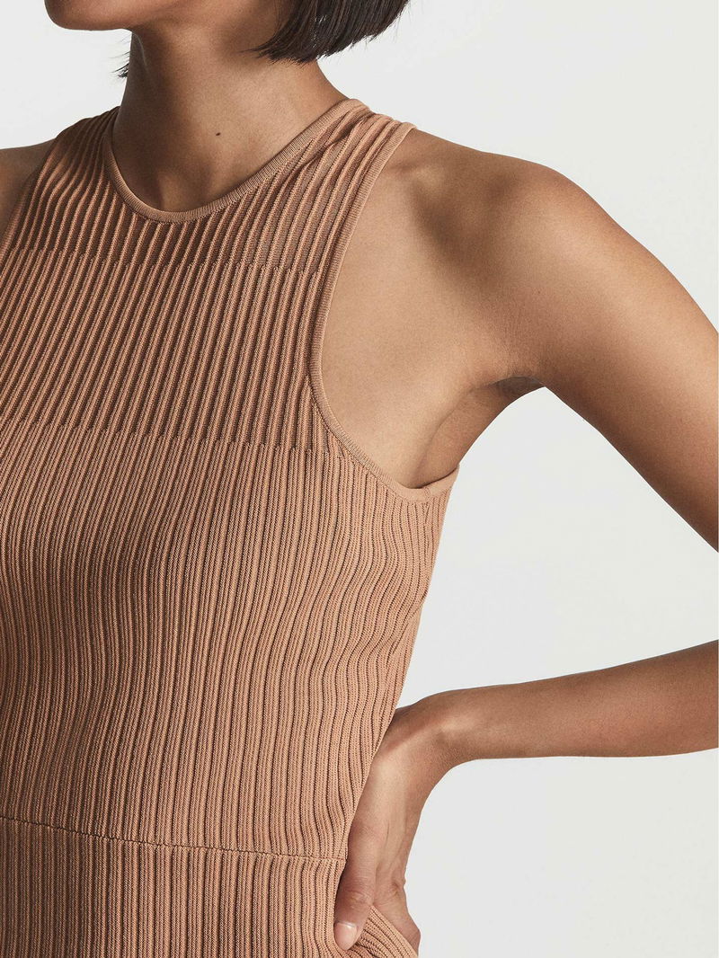 REISS Aurelia Sheer Stripe Knit Bodycon Dress
