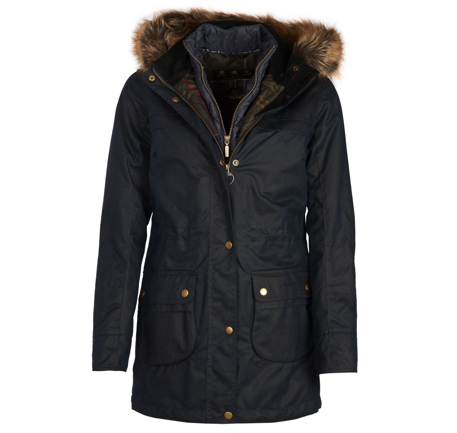 BARBOUR Dartford Waxed Cotton Parka Jacket in Navy Endource