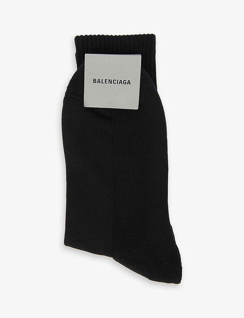 BALENCIAGA Sporty B Brand-Print Stretch-Cotton Blend Socks endource