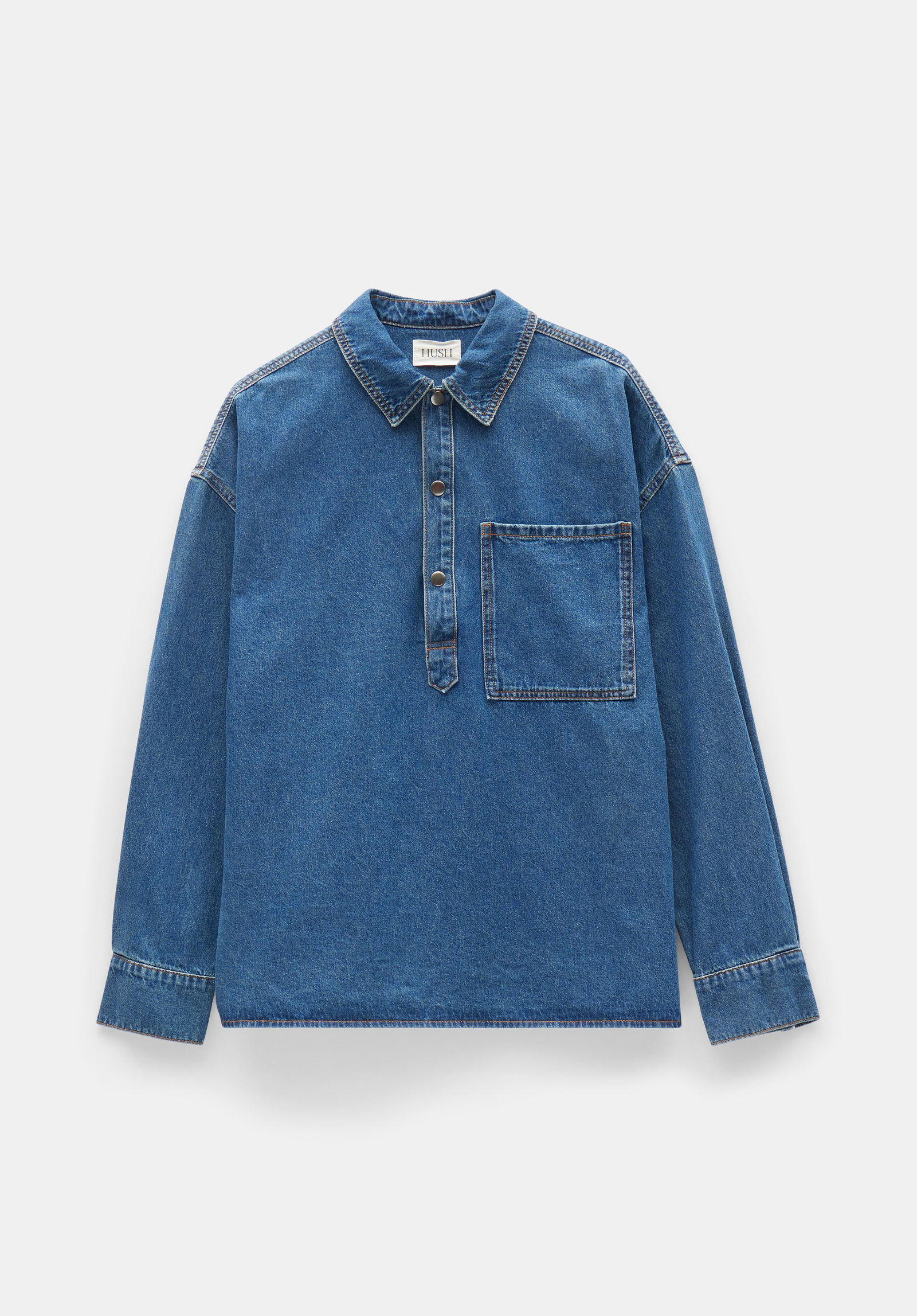 Hush Daya Denim Shirt In Mid Authentic Wash Endource