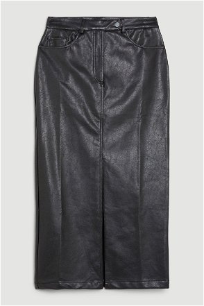 A.L.C. Tracy Asymmetric Pleated Faux Leather Maxi Skirt in Brown