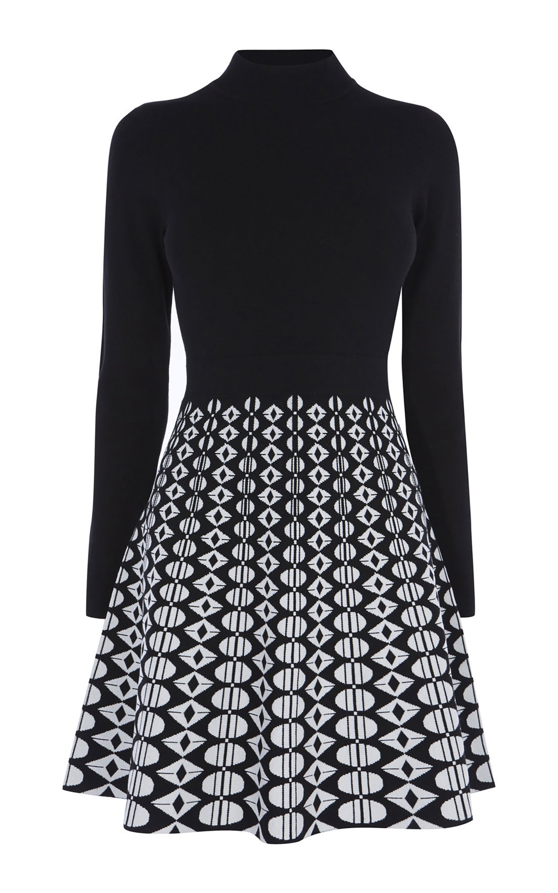 KAREN MILLEN Geo-Print A-line Knit Dress | endource