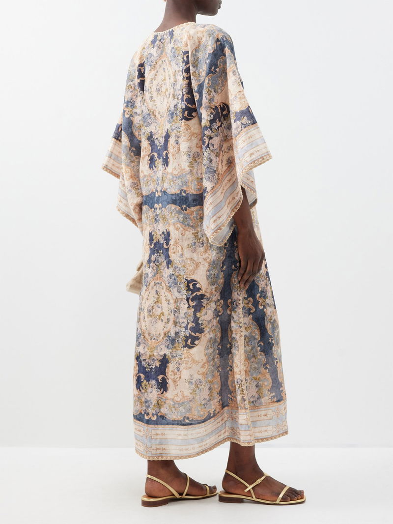 ZIMMERMANN August Printed Linen Kaftan Dress | endource ZIMMERMANN August Printed Linen Kaftan Dress | endource