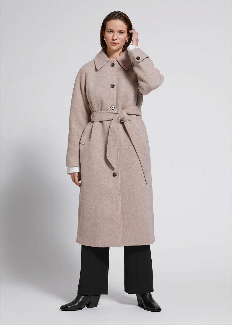  OTHER STORIES Relaxed Wool Blend Coat in Light Beige