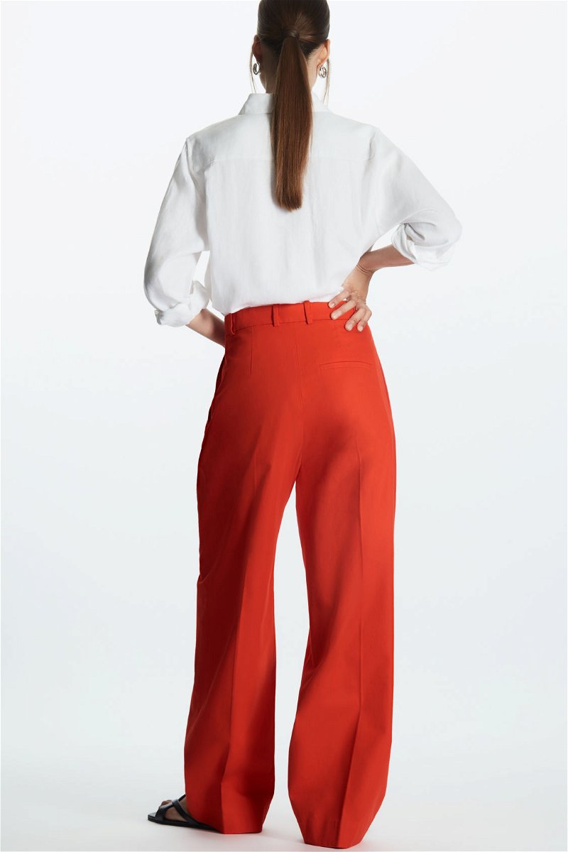 Trousers  Womens COS WIDE-LEG TAILORED TROUSERS BRIGHT ORANGE ~ Theatre  Collective