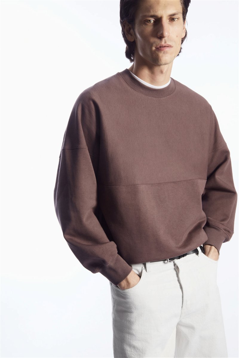 COS Oversized Exposed-Seam Sweatshirt in MAUVE