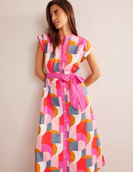 amanda cotton midi shirt dress SALE / Flutter Sleeves Seersucker Checks Midi Dress AMANDA