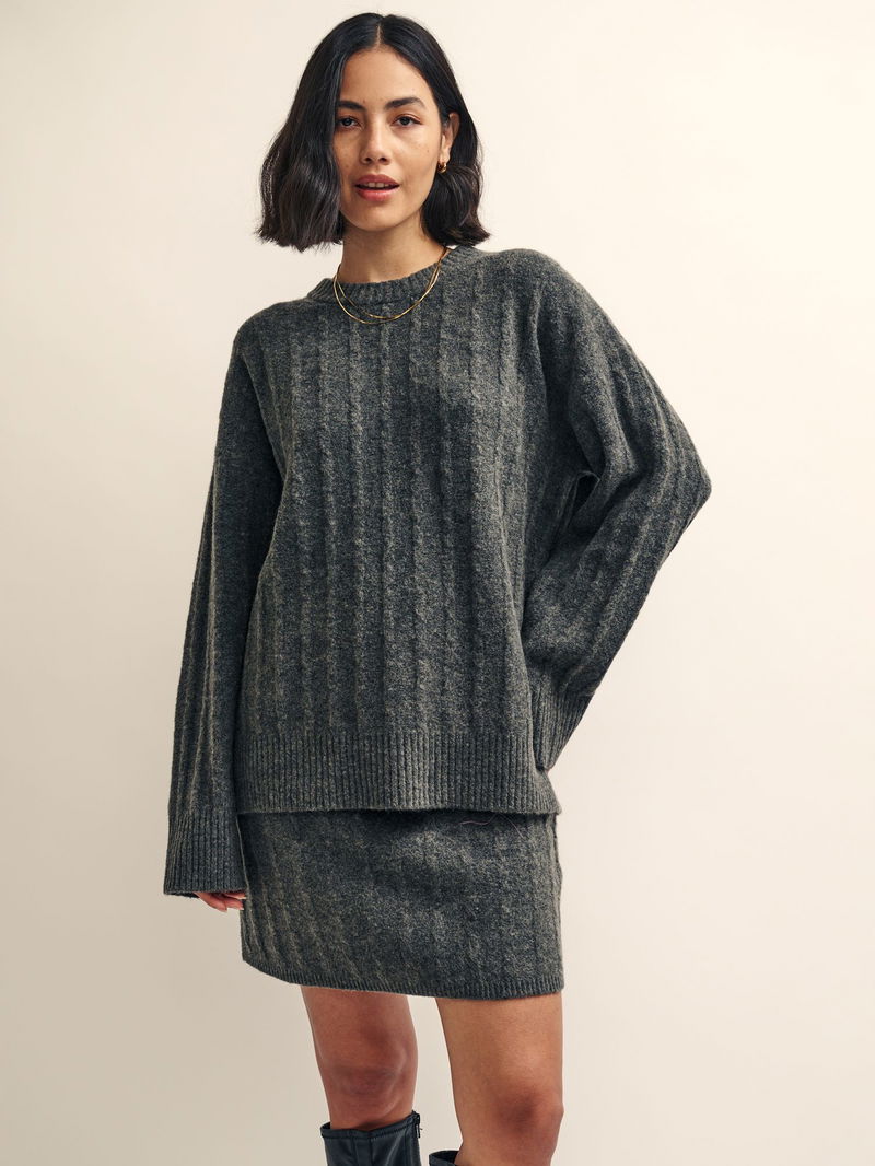 AFENDS Unisex Solace - Unisex Knit Crew Neck Jumper - Charcoal