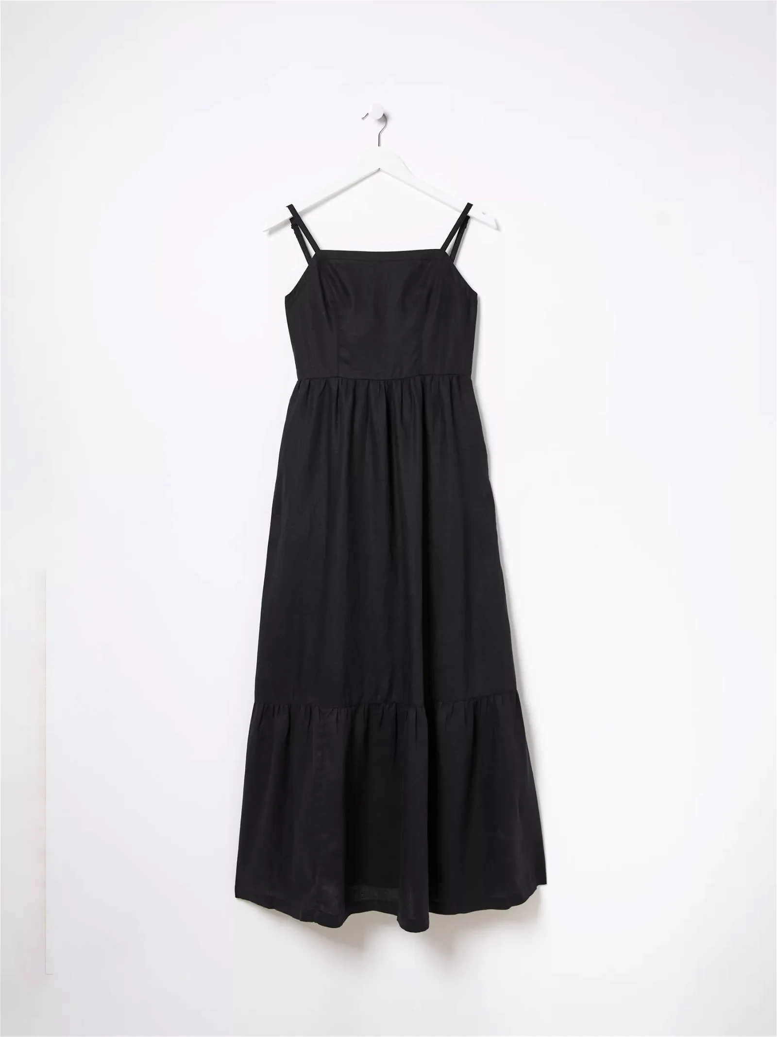 FATFACE Julien Linen Midi Dress in Black | Endource