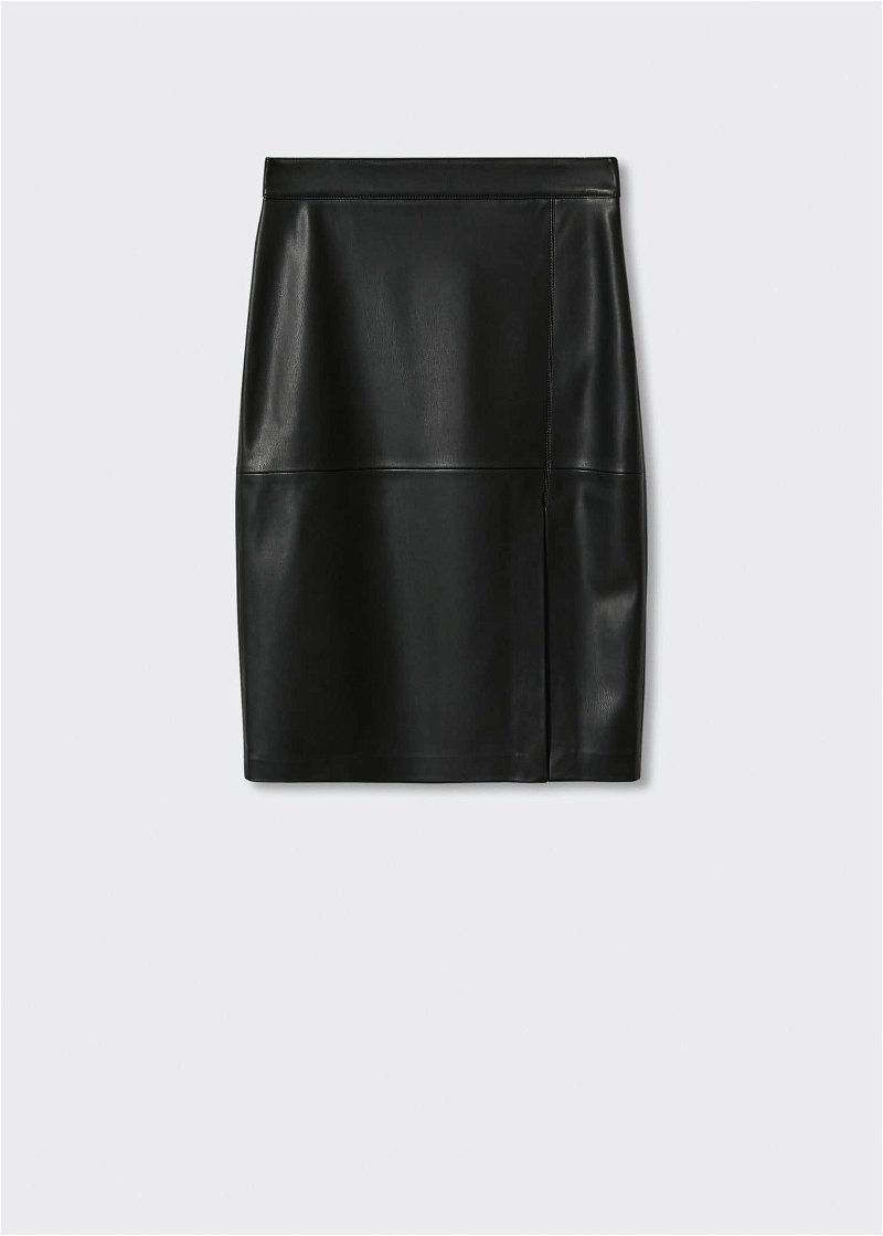 MANGO Faux-Leather Pencil Skirt in Black