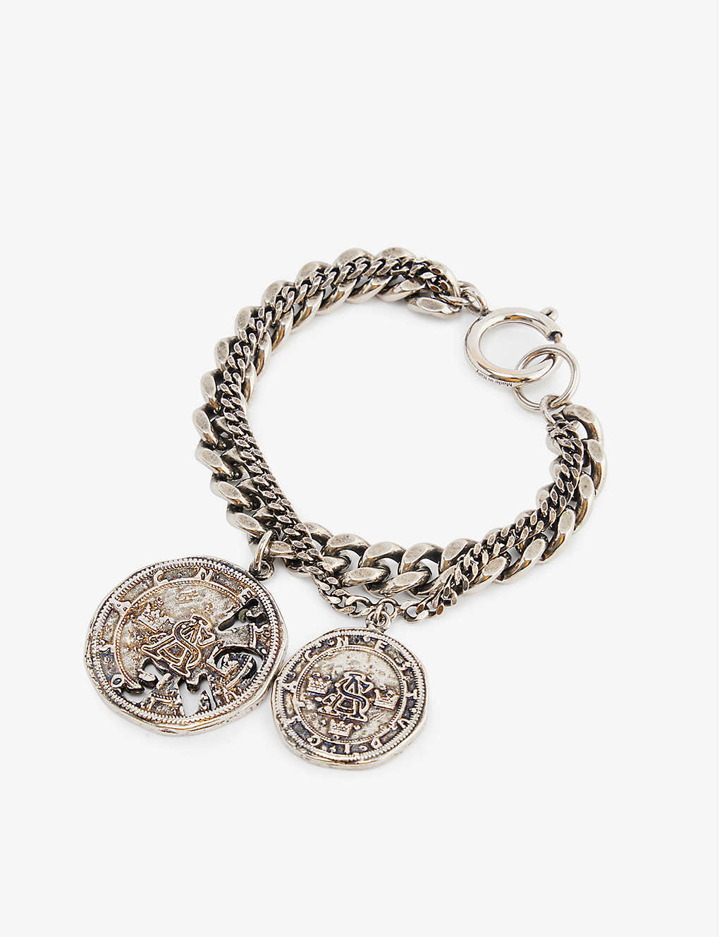 ACNE STUDIOS Chain-Link Coin-Charm Brass Bracelet in ANTIQUESILVER 