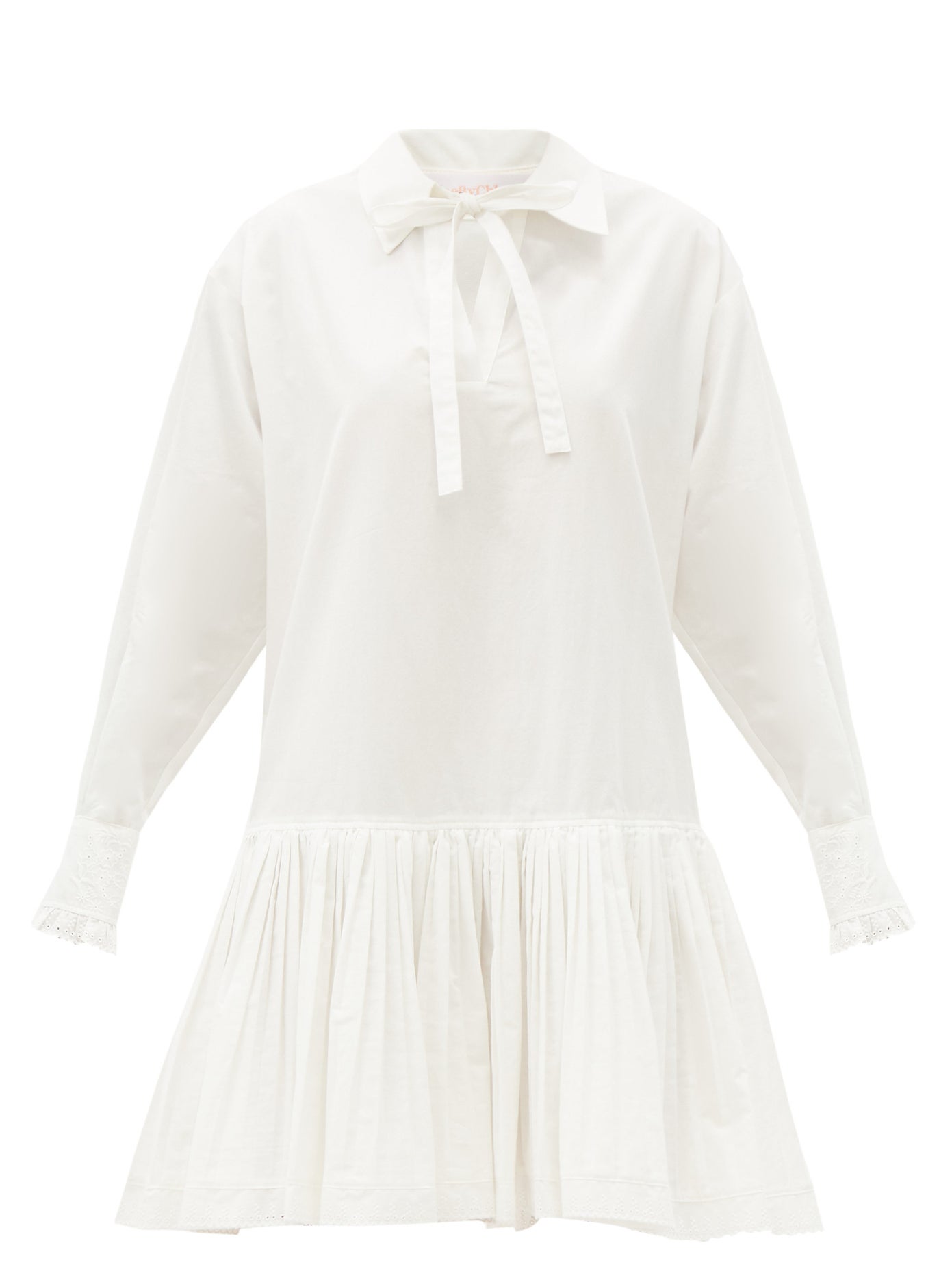 see by chloe collared shirt dress SEE BY CHLO Dropped-Waist Cotton Shirt Dress