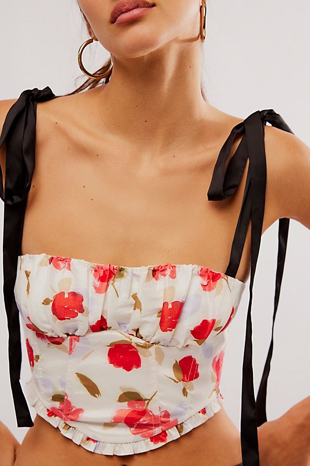 For Love & Lemons Gayane Bustier Top in White Multi