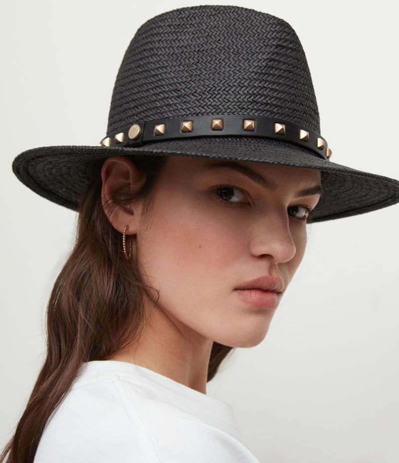 ALLSAINTS Paige Studded Straw Fedora Hat | endource display picture 2