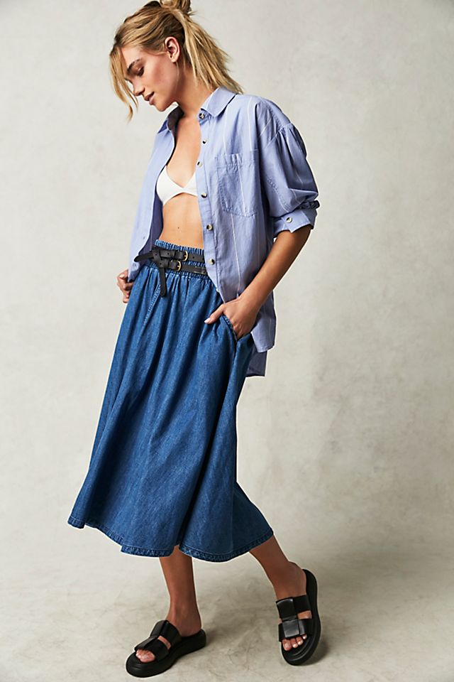 FREE PEOPLE We The Free Denim Full Skirt endource