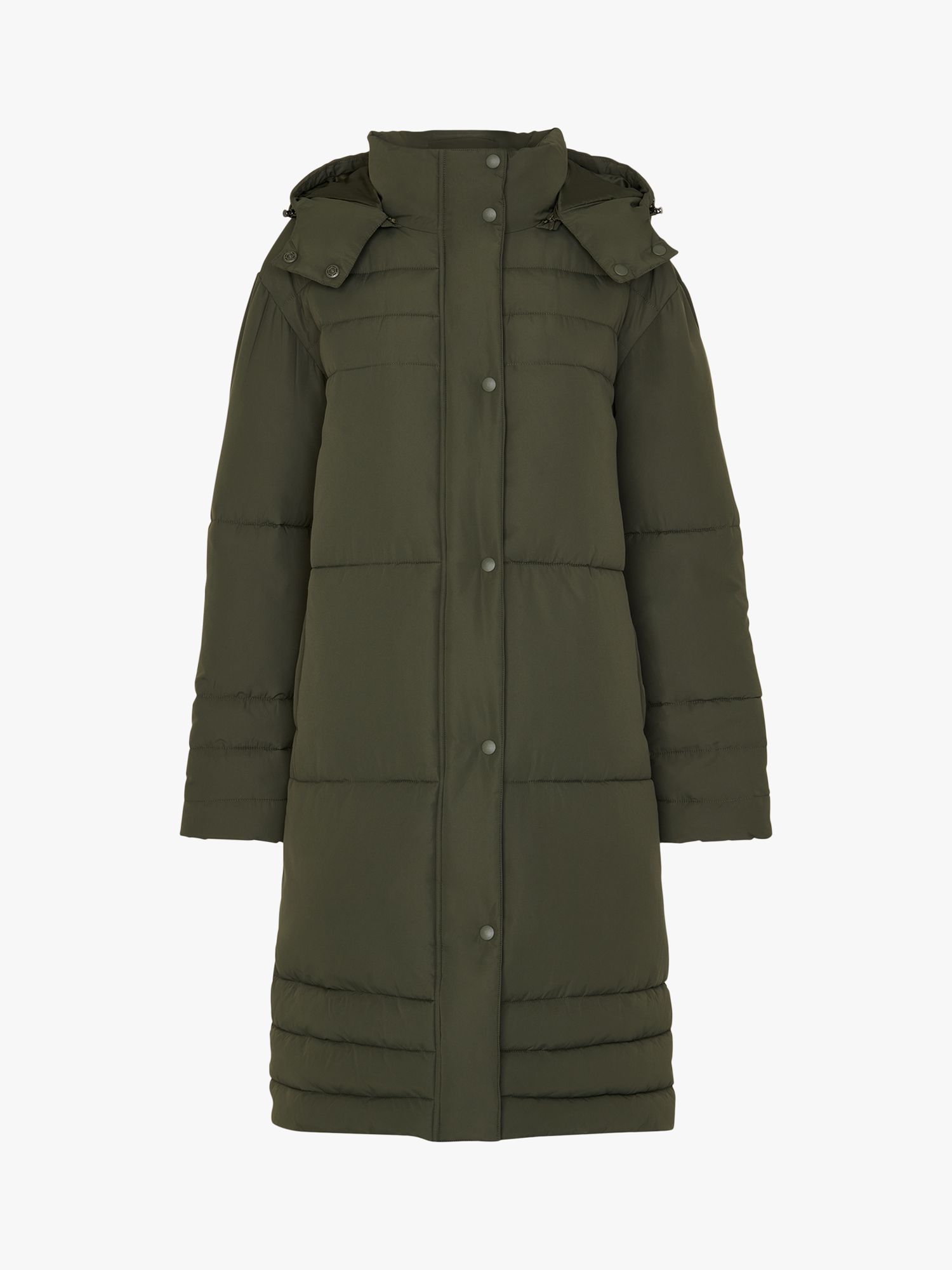 WHISTLES Becky Longline Puffer Jacket in Khaki Endource