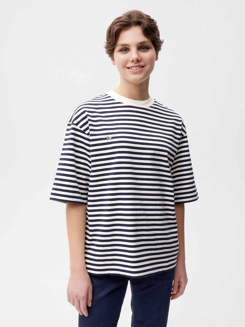 Boxy T-shirt - Navy Blue Cotton