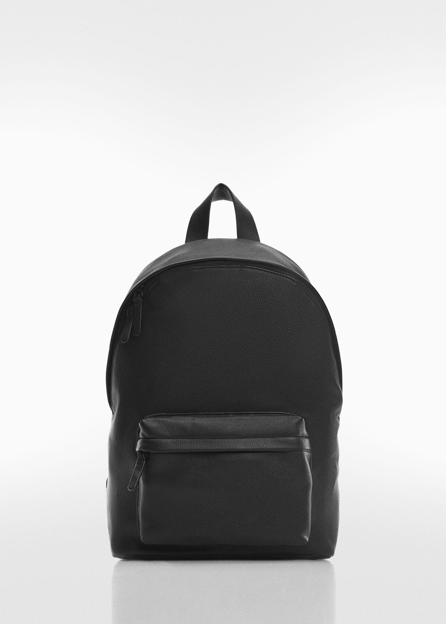 MANGO Leather Effect Backpack in Black Endource