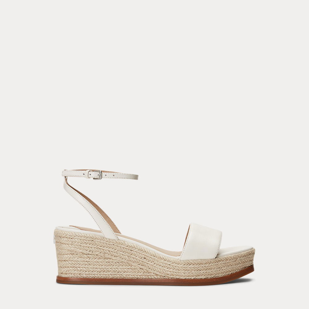 LAUREN RALPH LAUREN Leona Nappa Leather Espadrille in White | Endource