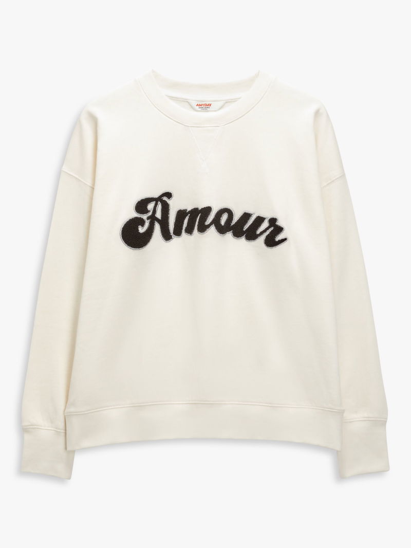 JOHN LEWIS ANYDAY Amour Slogan Sweater in Cream