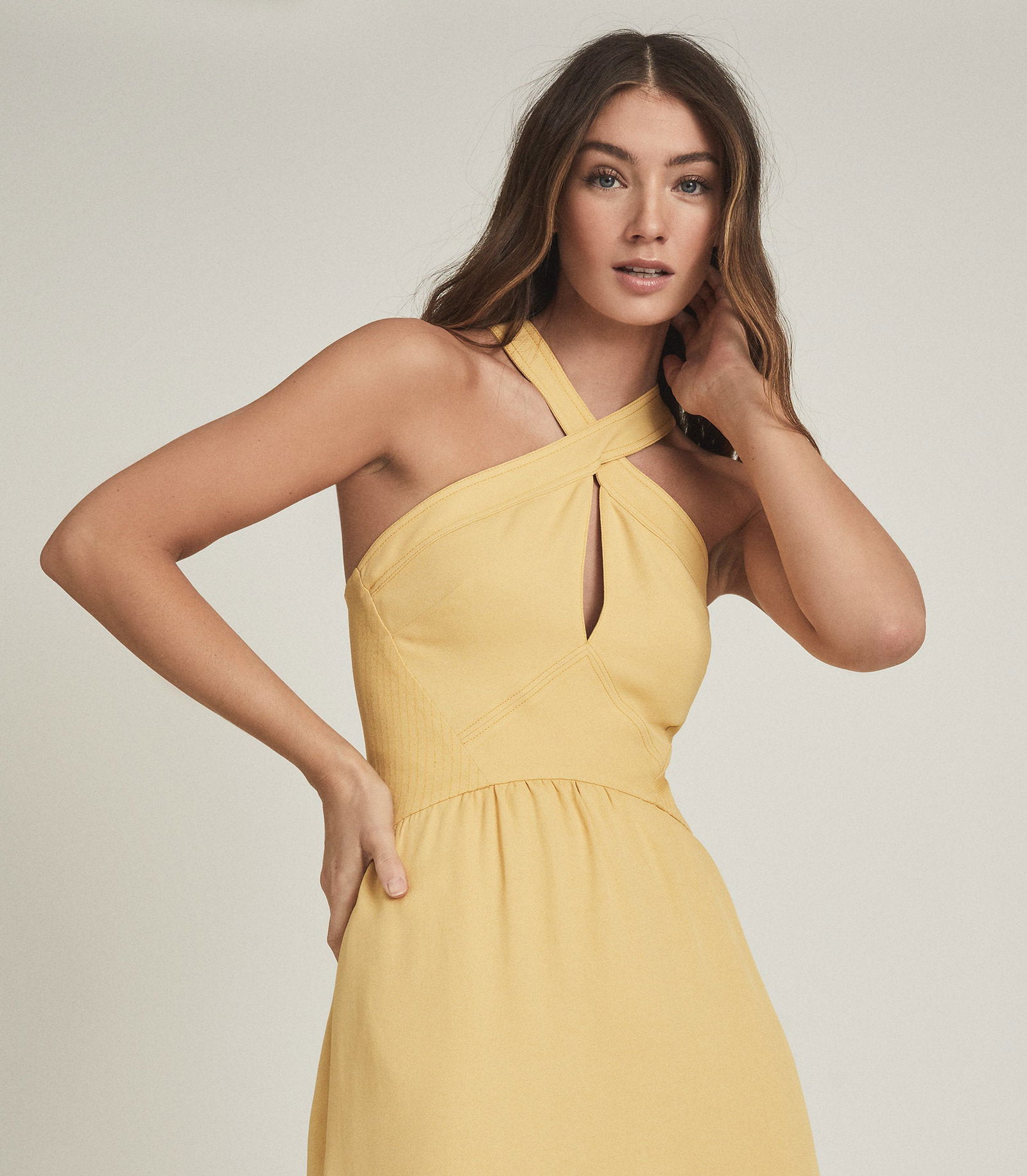 reiss orla halter midi dress REISS Orla Halter Neck Midi Dress size 8