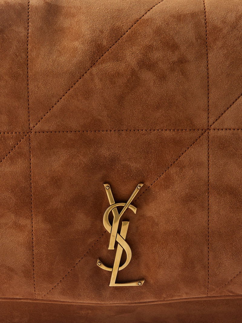 Brown Jamie medium YSL-logo puffer leather shoulder bag, Saint Laurent