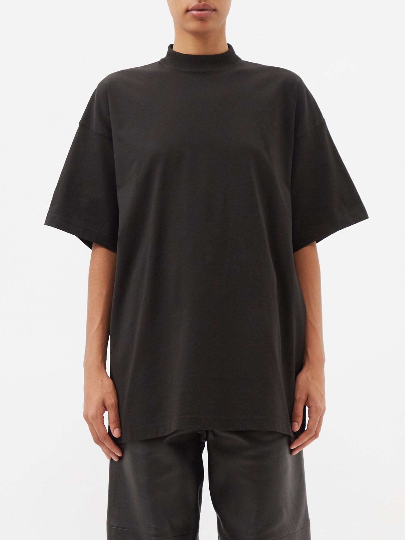 BALENCIAGA Oversized Logo-Tab Cotton-Blend T-Shirt | endource