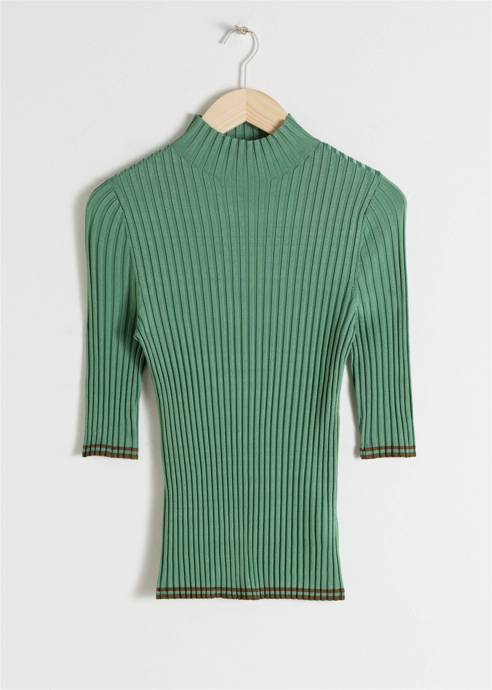 & OTHER STORIES Rib Knit Mock Neck Top in Pistachio | Endource