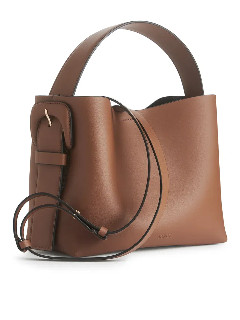 ARKET Rigid Leather Crossbody Bag in Brown Endource