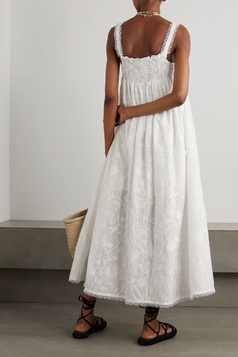 WAIMARI Paradiso Guipure Lace-Trimmed Embroidered Cotton-Voile Maxi Dress |  endource