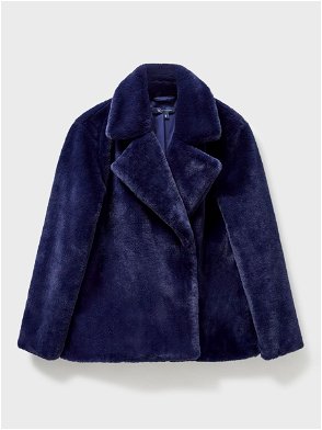 KAREN MILLEN Petite Faux Fur Patchwork Contrast Coat in Multi