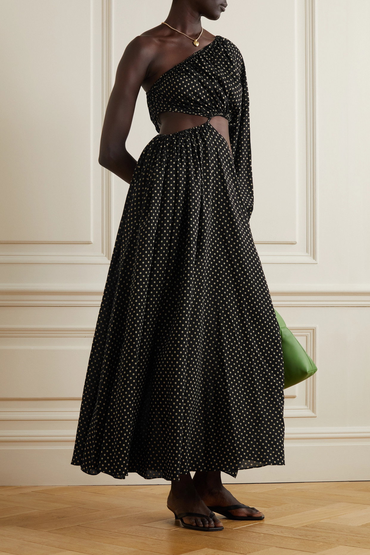 matteau asymmetric wave dress MATTEAU Asymmetric Cutout Polka-Dot Maxi Dress