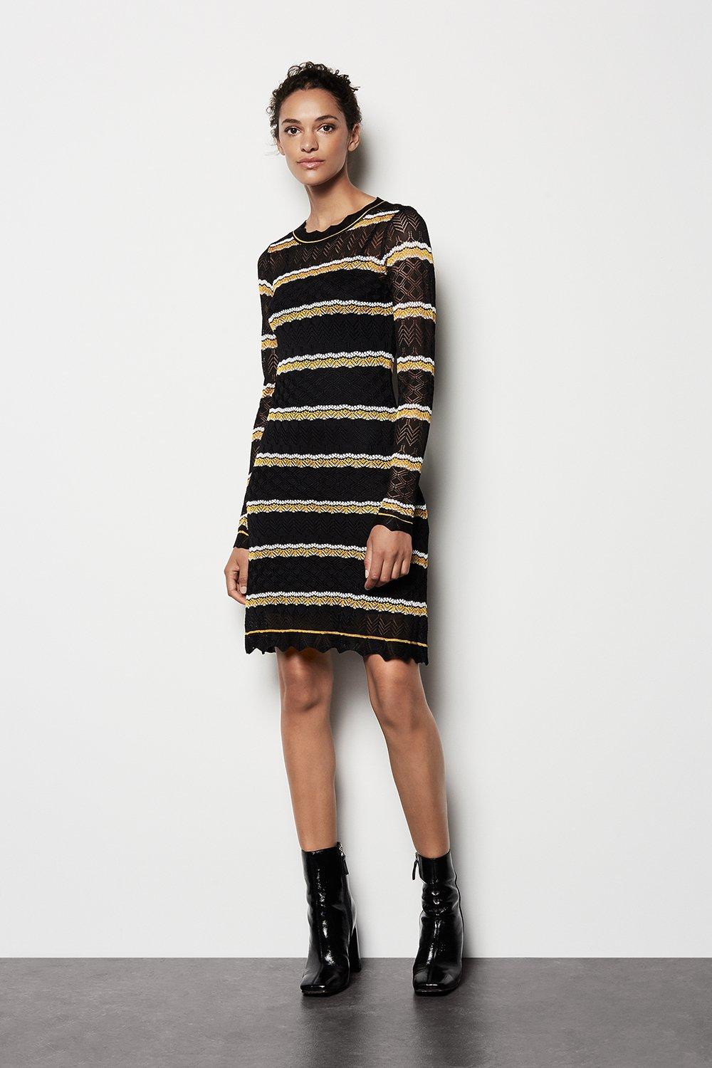 karen millen stripe knit dress Karen Millen Stripe Detail Fit-and-Flare Dress