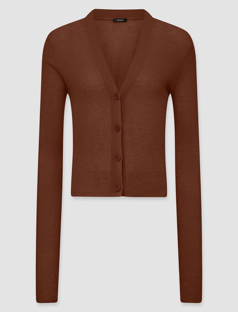 Brown Sheer Lightweight Cardigan Cashair Cardigan In Brown JOSEPH GB